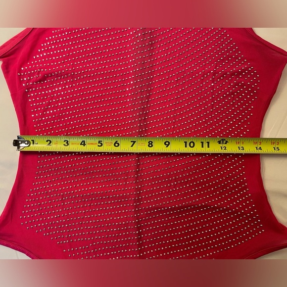 Pink Sequin Embellished Sheer Mesh Sleeveless Bodysuit Size Large - Picture 12 of 15